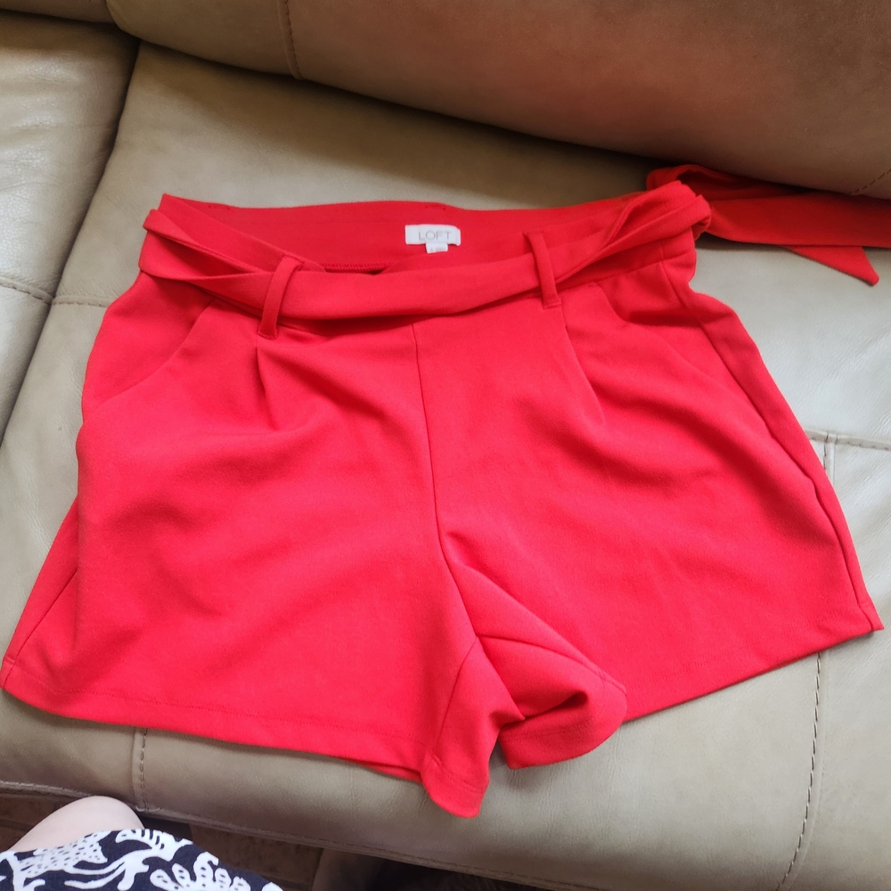 LOFT Red High Waist Shorts Vibrant Summer Style